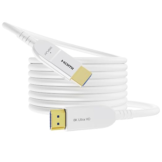 8K Fiber Optic HDMI Cable 40FT, 48Gbps Ultra High Speed Long HDMI 2.1 Cord Braided 8K@60Hz 4K@120Hz HDR10/HDCP2.2&2.3/eARC/3D Compatible for PS5, Xbox, HDTV, Laptop, Monitor
