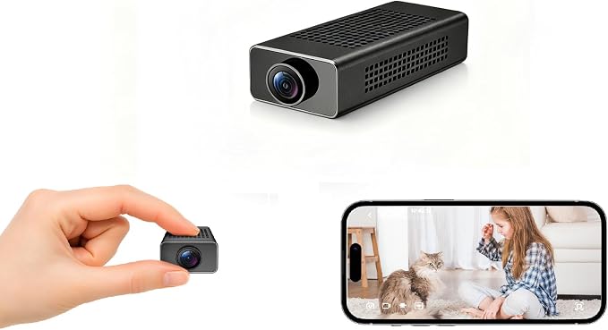 Mini Camera, PIR Nanny Cam for Home | Motion Detection Without WiFi, Free 1-Year Cloud Storage, 4K HD Day & Night Recording Smart Mini Camera for Home/Baby/Pet (1, USB) (Black)