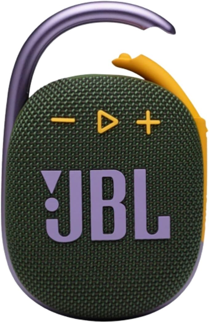JBL Clip 4: Portable Speaker with Bluetooth, Built-in Battery, Waterproof and Dustproof Feature - Green (Renewed)