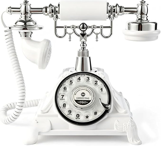 Audio Guest Book Wedding Phone, Audio Guest Book Record Customized Audio Messages Guest Book Alternatives Classic Rotary Phone for Parties Birthdays Rentals Confessions Special Occasions (White)