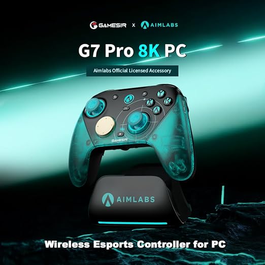 GameSir G7 Pro 8K PC Wireless Controller, Aimlabs Edition – 8000Hz Polling Rate Wired & 2.4G, TMR Joysticks Anti-Stick Drift, Hall Effect Analog Triggers, Esports Gamepad for Windows PC with 3.5mm Audio