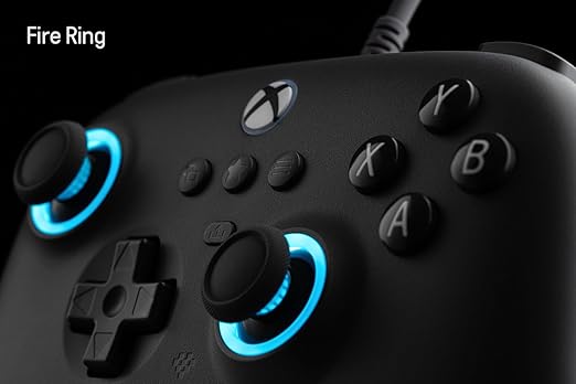 8Bitdo Ultimate C Hall Effect Joysticks/Hall Trigger Wired Controller with RGB Lighting Fire Ring, 3.5mm Audio Jack for Xbox Series X|S, Xbox One, Windows 10/11 - Officially Licensed (Dark Gray)
