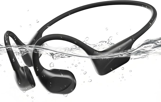 PSIER Bone Conduction Swimming Headphones with Dual Driver, IPX8 Waterproof Air Conduction Open Ear Buds MP3 Mode 32GB Memory 8H Playtime Bluetooth 6.0 Earbuds Deep Bass for Sports