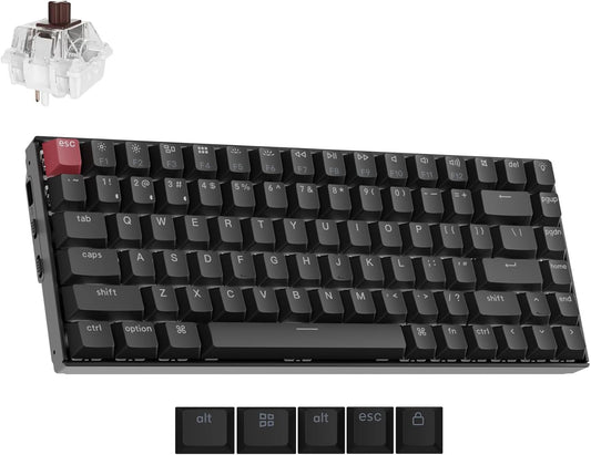 Keychron K2 75% Layout QMK Wireless and Wired Options Mechanical Keyboard Super Brown Switch, Paired with Shine-Through Double-Shot PBT Keycaps for Mac Windows-Version 3