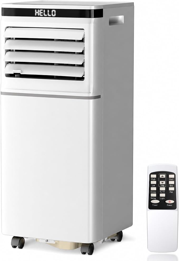 Antarctic Star 8000 BTU Portable Air Conditioner, 3-in-1 AC Unit with Fan, Dehumidifier, Remote Control, 24H Timer, Sleep Mode, Digital Display for Home & Office