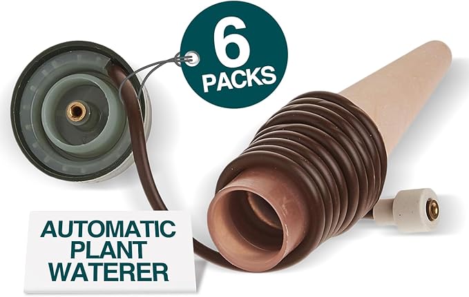 Blumat Classic Self-Watering Stakes - Prevents Overwatering and Underwatering for Healthy Growth While You are Away - Ideal for Indoor Plant Watering (6 Pack w/o Adapter)