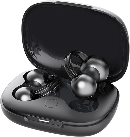 mojawa StarClip Open-Ear Wireless Bluetooth Headphones, Clip-On Earbuds with Soft Silicone Pads, 4D Panoramic Sound, IP54 Water-Resistant Ear Grips for Workout, Black with Silicone Pads