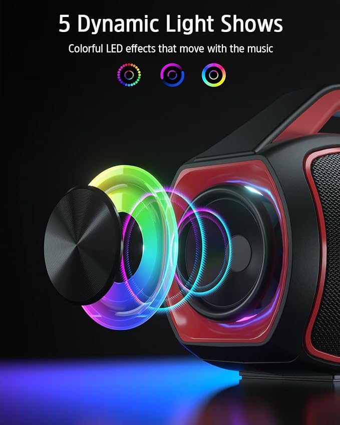 Portable Bluetooth Speaker Wireless, 120W Peak Deep Bass Loud Stereo Sound, BT5.4, IPX6 Waterproof, 20-Hour Battery Life, RGB Lights, TWS Pairing, Party Speaker for Outdoor, Beach, Camping, Tailgate