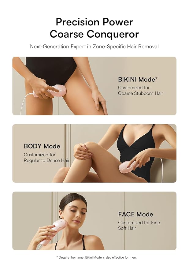 INIA Laser Hair Removal with Ice-Cooling Care for Women and Men, HAUTE Pro Painless at-Home IPL Hair Remover for Coarse Hair in Bikini All Body Areas, Latest Generation for Effective Results (Pink)
