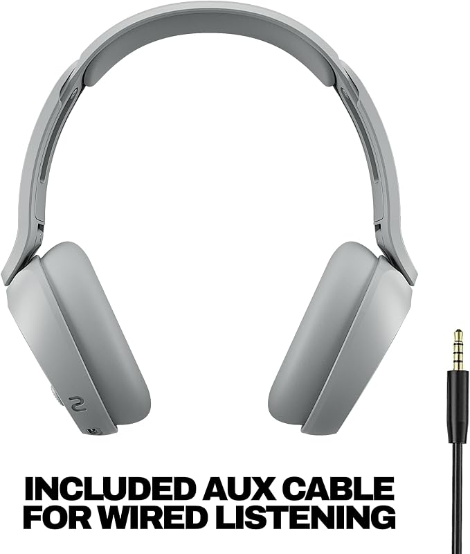 Skullcandy Icon 180 Wireless On-Ear Bluetooth Headphones, Up to 50 Hours Battery, Lightweight and Travel Ready, Secure Fit, Sweat and Water Resistant, Microphone iPhone Android - Cement