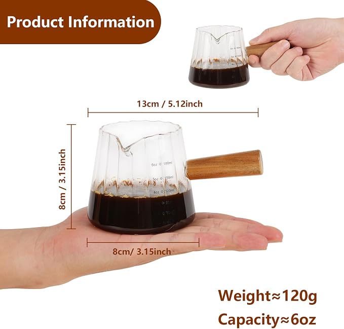 YARRAMATE Silver Powerful Milk Frother Wand & 180ML Glass Measuring Cups