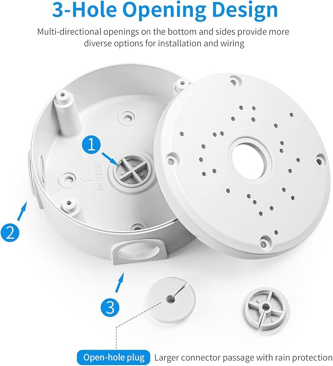Universial Security Camera Junction Box ABS Waterproof Wall Mounting Brackets for CCTV Camera Hide Cable(8 Pack)