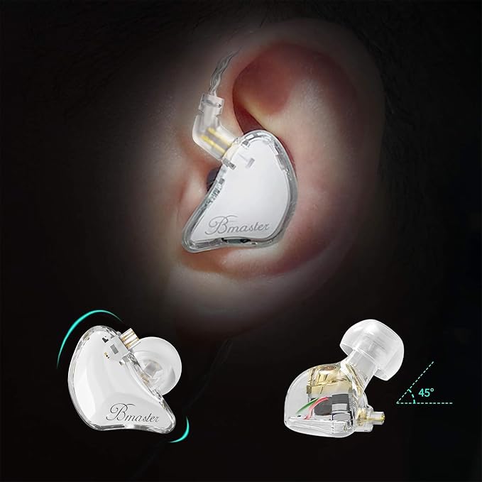 BASN Bmaster 2Pin in Ear Monitor Headphone, 1BA+2DD Hybrid Driver Sound Isolation Earbuds Suitable for Live Stage, Music Performance (White)