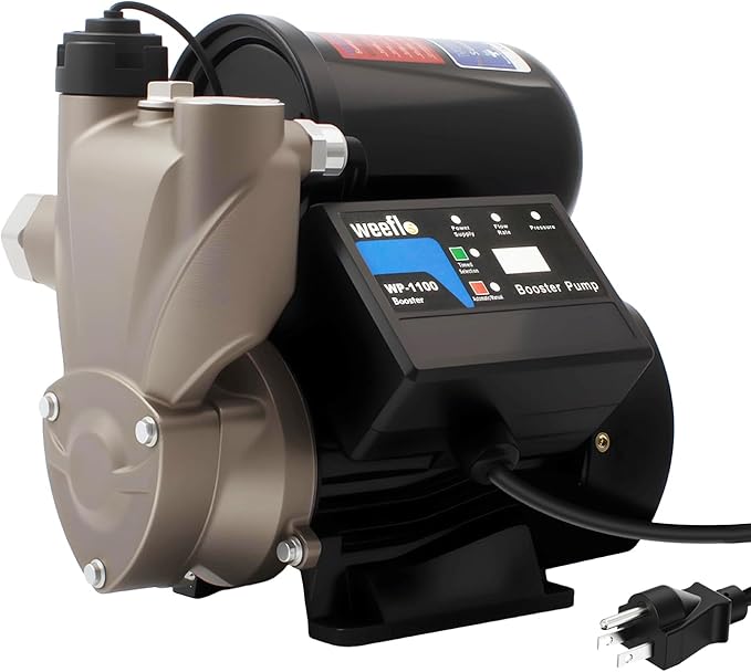 1.5HP Automatic Booster Pump, 1600 GPH Water Pump, 120ft Max Head, Mechanical Pressure Switch, Self-Priming Utility Pump for Shower, Irrigation, Basement, Garden, Pool (1.5HP/120FT)