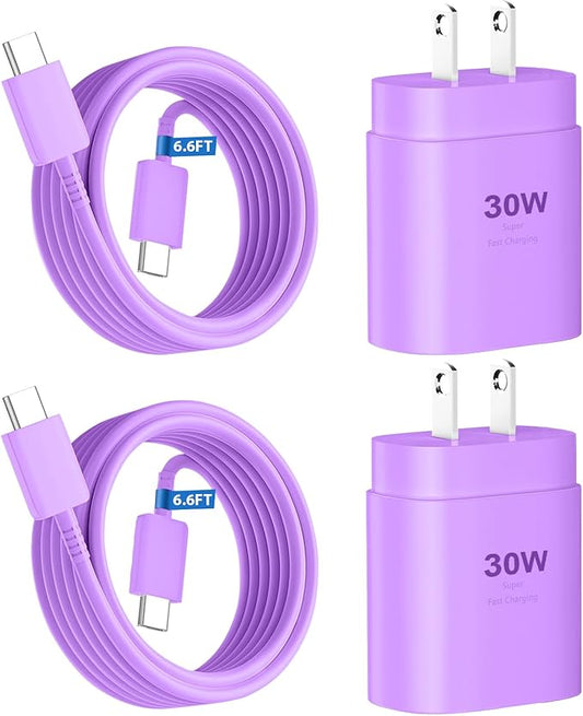Phone 17 16 15 Charger Fast Charging,30W USB C Phone 17 16 15 Pro Max Charger Block &6.6FT Long Type C Cable Cord for i.Phone 17/Air/17 Pro/17 Pro Max/16/16 Plus/16Pro/16 Pro Max/15/15 Pro Max,Purple