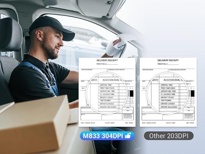 Phomemo Portable Inkless Wireless Printers for Travel, M833 Upgrade Bluetooth Thermal Printer with A4 Thermal Papers Sheet, Size 8.27"x11.69", 200 Sheets