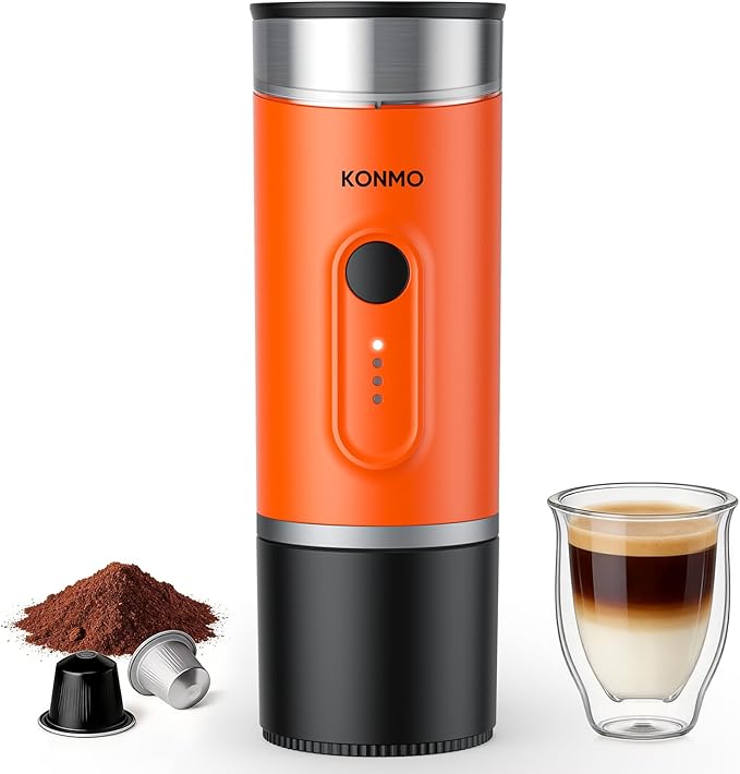 Portable Espresso Machine, Self-Heating, 15 Bar, Type-C Rechargeable, Works with Capsules & Ground Coffee, Coffee Maker for Camping, Hiking, Outdoor Travel, Car RV, Business Trips