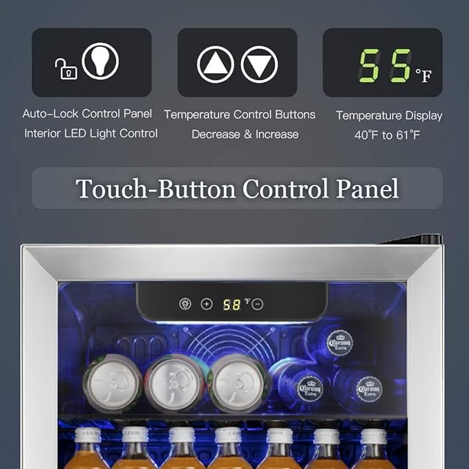 Antarctic Star Beverage Refrigerator Cooler -120 Can Glass Door Mini Fridge, for Soda Cola Beer or Wine Constant Glass Door Small Drink Dispenser Clear Front for Home, Bar 3.2cu.ft