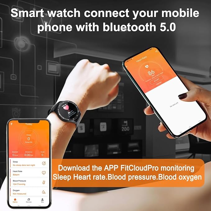 Smart Watch with Earbuds, 1.32 Inch Round Fitness Watch X10, 2 in 1 Bluetooth Watch with Step,Calories,Sleep Monitor,Heart Rate Blood Pressu-re Monitor for iOS & Android