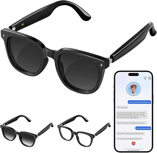 2026 Latest Smart Audio Glasses with Bluetooth, Open-Ear Speakers, Music & Hands-Free Calls, AI Voice Assistant,Translation for 164+ Languages Lightweight Wearable Tech Glasses for Men & Women