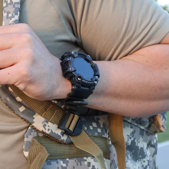 ALPHAGEAR Delta Smartwatch for Men, Tactical Rugged Smart Watch, IP69K Water + Dust Resistant, 380mAh 21-Day Battery, Bluetooth Calling, Operates -15F to 140F, for Android iPhone, Dark Night