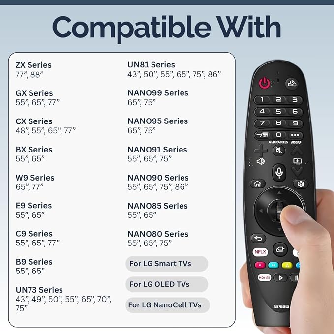 AKB75855501 LG Magic Remote Control Replacement - Easy Setup, Voice Control, Shortcut Keys - Works with LG OLED, NanoCell, UHD, ThinQ & WebOS TVs (MR20GA MR21GA MR22GN MR23GN MR24GN)