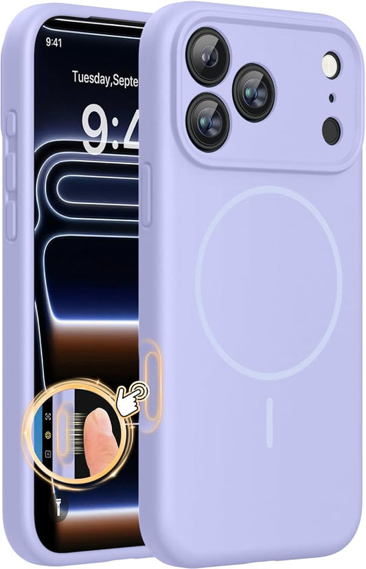 Miracase Magnetic for iPhone 17 Pro Max Case, Compatible with MagSafe, Integrated Silicone Camera Control Cover, 3.0mm Thicken Shockproof Drop Protection Phone Case for 17 ProMax, Light Purple