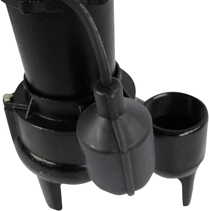 WAYNE RPP50-1/2 HP Cast Iron Sewage Pump with Piggy Back Tether Float Switch - Up to 6,200 Gallons Per Hour - Heavy Duty Sewage and Effluent Pump