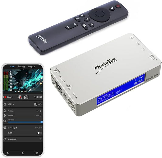 4K HDMI Video Recorder, ZowieREC, Premium Aluminum, DVR for Camcorders, Gaming Consoles, Laptops, PC, Playback on TV, Schedule Recording, Snapshot, Pause & Resume, TF Card & USB, No PC Required