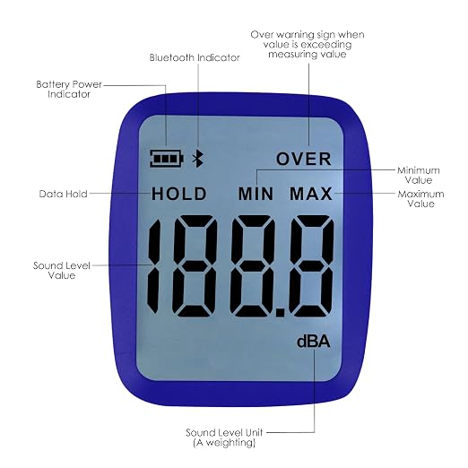 Professional Sound Level Meter with Bluetooth & 20,000 Data Logging | Max/Min/Hold Alarm | High Accuracy dBA Noise Tester with LCD Backlight for Home, Office & Industrial Use