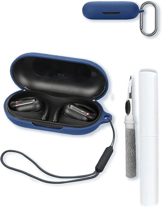 Case for Soundcore V30i True Wireless Earbuds,Soft Protective,BOVUGAC Silicone Case Cover with Keychain & Cleaning Kit & Lanyard for Anker V30i-Blue