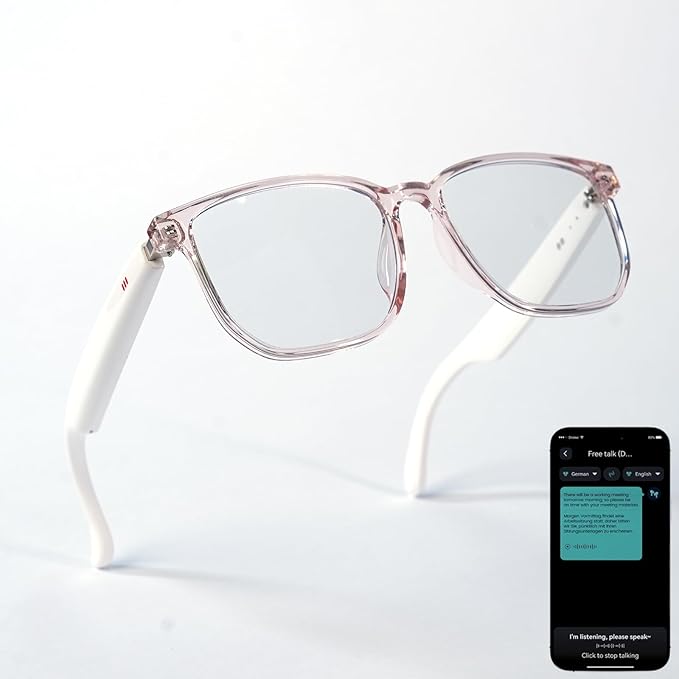 Ai Smart Glasses Bluetooth 5.4 with Translation for Men Women 160+Languages Color-Change Lens Chat GPT Assistant Free App Translator Glasses Meeting,Driver,Travel