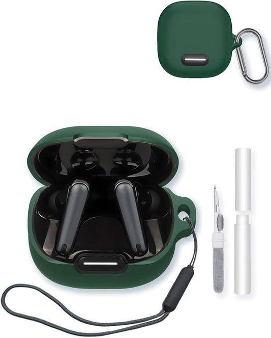 Case for Anker Soundcore Liberty 4 NC True Wireless Earbuds,Soft Protective,BOVUGAC Silicone Case Cover with Keychain & Cleaning Kit & Lanyard for Anker Soundcore liberty4 NC-Green