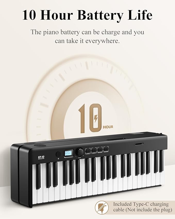 Eastar EP-10 Beginner Foldable Digital Piano 88 Key Full Size Semi Weighted Keyboard, Bluetooth Portable Electric Piano with Piano Bag