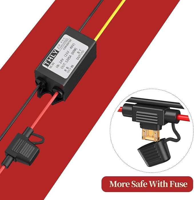 24V to 12V Converter with Fuse, Waterproof, Wire Terminal Block - 18V to 12V Step Down Converter 5A 60W, DC to DC for Golf Cart, Truck, Boat (Accepts 15-40V Inputs)