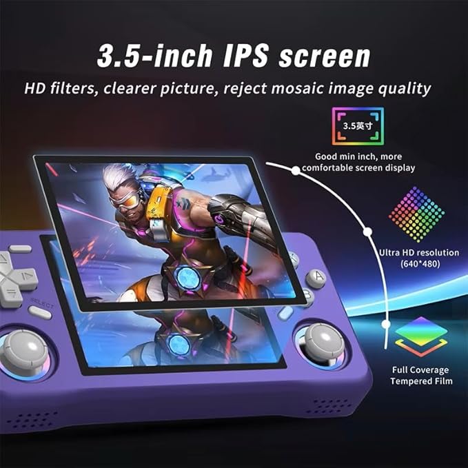Retro Handheld Game Console - Open Source Linux System, 3.5-inch Full-Lamination Screen, 18000+ Classic Games, 4000mAh Battery Portable Handheld (Translucent Red)