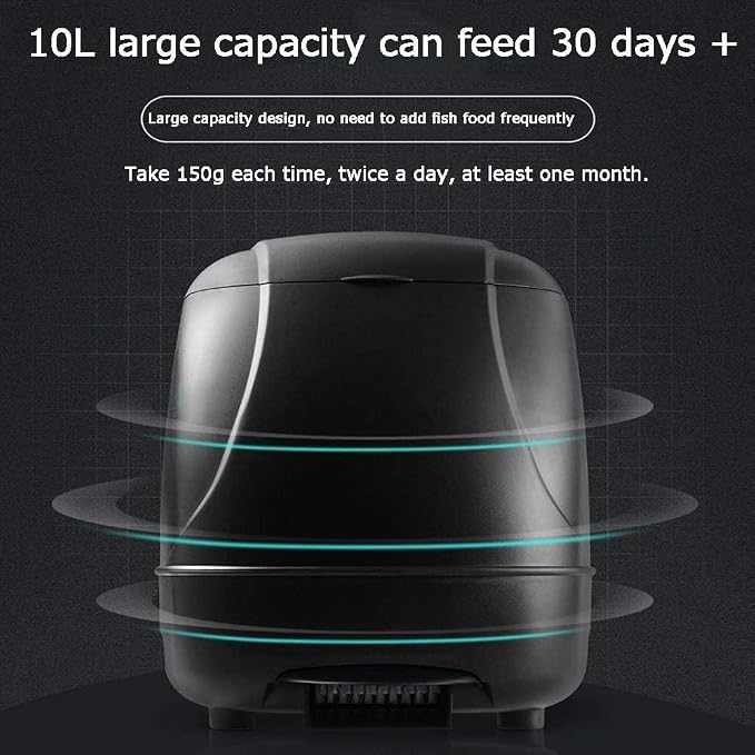 10L Pond Fish Feeder, Automatic Fish Feeder for Pond, Timer High Capacity, Battery-Powered for Vacations & Hot or Cold Weather