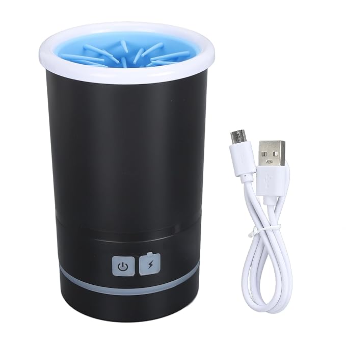 Automatic Dog Paw Cleaner, Soft Electric Washer Cup, USB Rechargeable, Portable, for Small to Medium Dogs and Cats, Black White