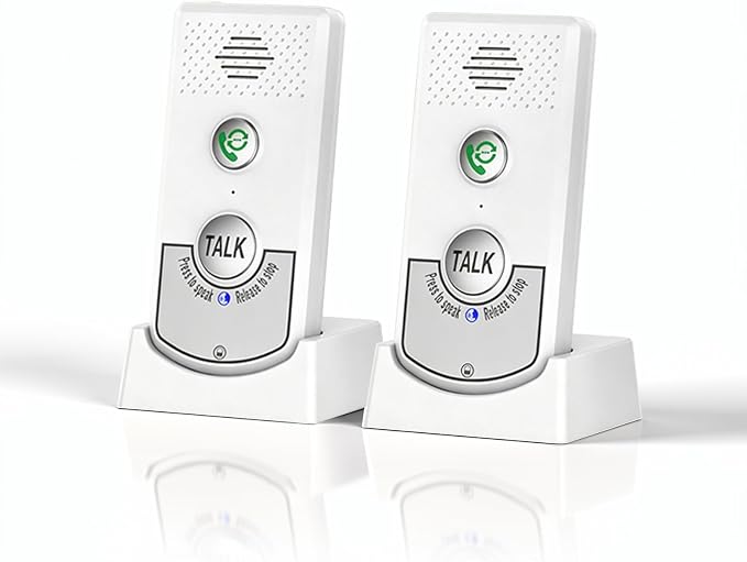 Intercoms Wireless for Home, Long Range Wireless Intercom System for Room to Room Communication, 2 Way Voice Intercom for Elderly, Seniors, and Kids (White)