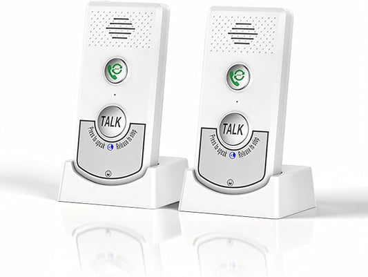 Intercoms Wireless for Home, Long Range Wireless Intercom System for Room to Room Communication, 2 Way Voice Intercom for Elderly, Seniors, and Kids (White)