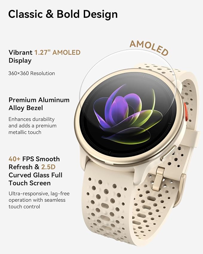 Quican Smart Watch for Women & Men, Compatible with iPhone & Android | Fitness Tracker with Bluetooth Calling, AMOLED Display, Heart Rate & Sleep Tracking, 2 Bands, Perfect Smart Gift