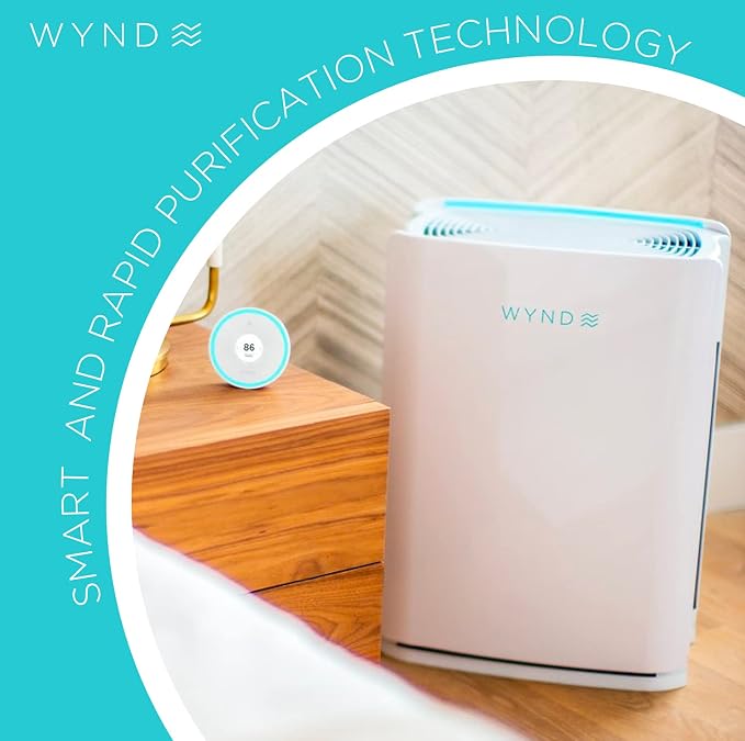 Wynd Max Home Air Purifier (Consumer Version) - App and Alexa Enabled, Smart Purification - HEPA Filter - For Home, Office, Large Spaces - 1200 sqft | Wildfire, smoke, dander, dust, odor