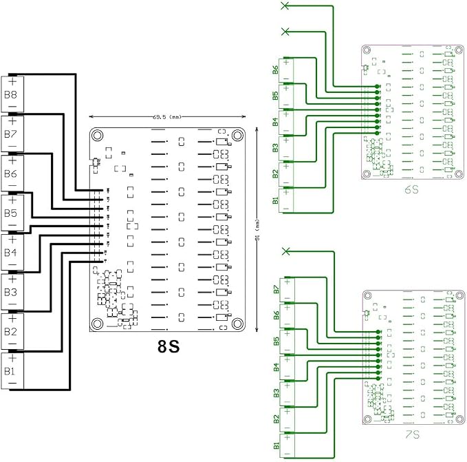 6S 7S 8S 5A Active Equalizer Balancer 8S Equalizer Lifepo4 Li-ion Lithium Lipo/Titanate LTO Energy Transfer Board Whole Group Capacitor Balancer PCB