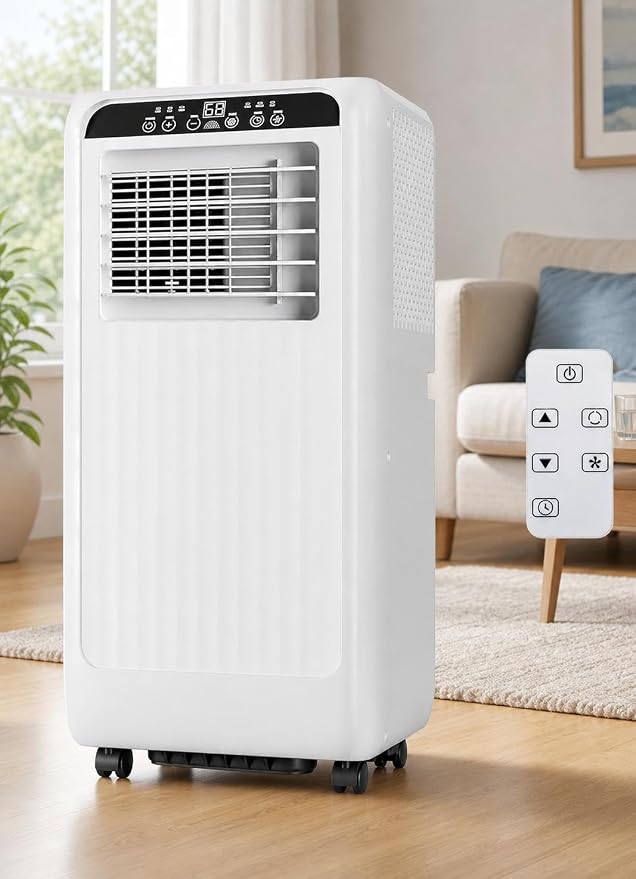 8000 BTU Portable Air Conditioners - 3-in-1 AC Unit for 350 Sq.Ft Rooms with Dehumidifier, Timer, Remote & LED Display