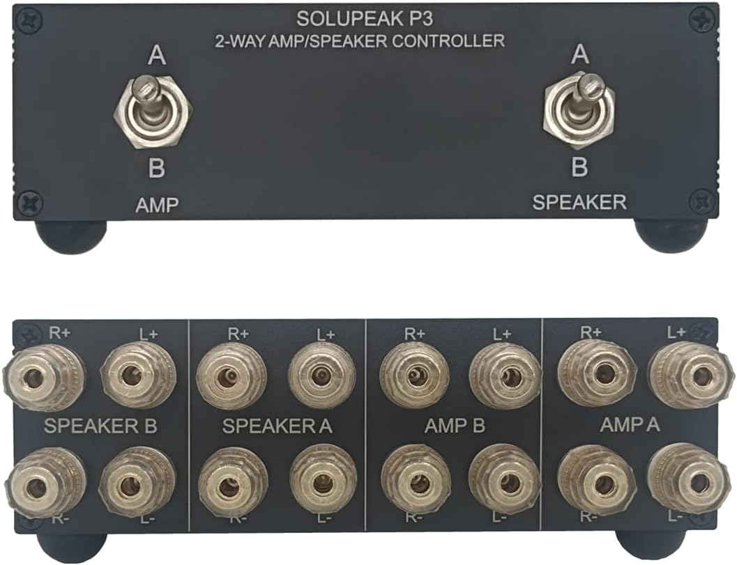 P3 2-WAY AMP Amplifier to 2 Pair of Speakers Selector Switch Switcher Splitter Combiner box 2 IN 2 OUT