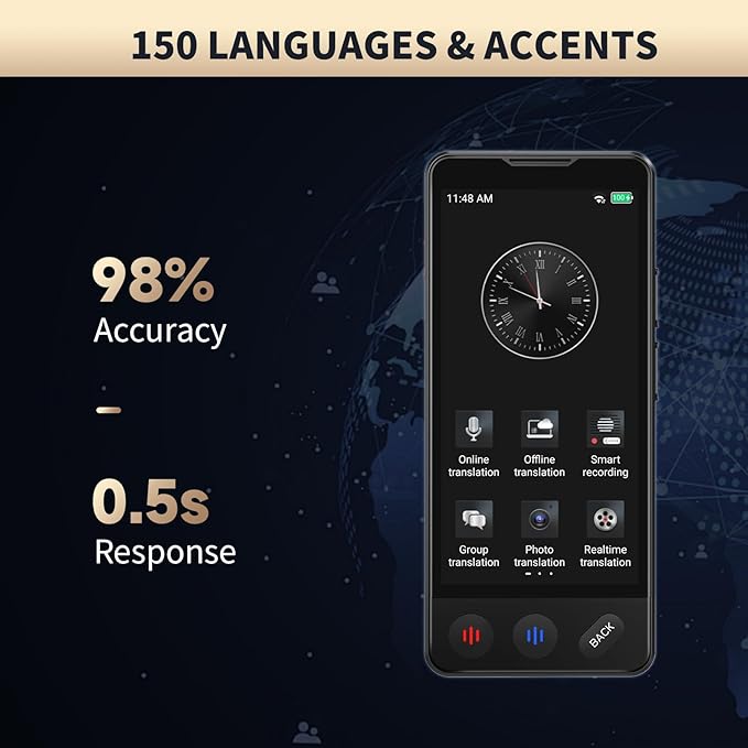 AI Language Translator Device, 2026 Upgraded VORMOR Translator No WiFi Needed, Support ChatGPT, Instant Two-Way 150 Languages Translation, Offline/Photo Translation for Business Travel