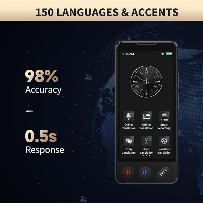 Language Translator Device No WiFi Needed, 2026 Upgraded AI Translator, Support 150 Languages Voice Instant Two-Way Translation, Offline/Photo Translator for Business Travel