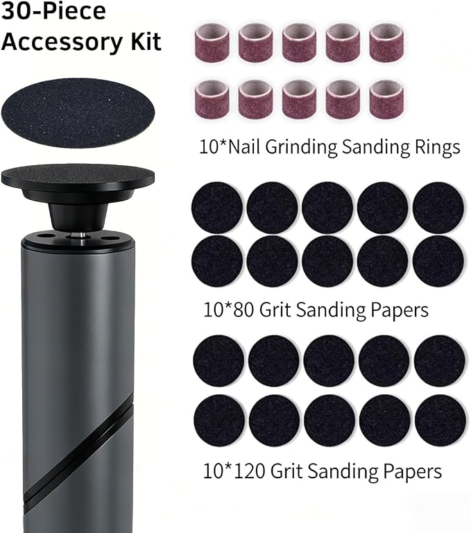 Electric Foot Callus Remover and Nail Drill Kit, 90° Foldable Rechargeable Pedicure Tool for Dead Skin, Cracked Heels, Shaping Nails, Gel Polish Removal, Professional Home Manicure Pedicure