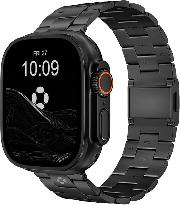 Titanium Watch Band for Apple Watch Ultra 3/2/1 49mm & Series 11/10 46mm, Grade 5 Titanium Apple Watch Band with Anti-Scratch DLC Coating, 22mm Premium Business Metal Strap for Men - CRNS03