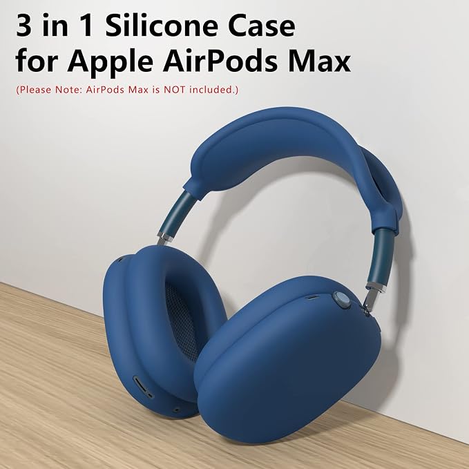 Silicone Case Cover for AirPods Max Headphones, Ear Pad Case Cover/Ear Cups Cover/Headband Cover for AirPods Max 2/1 (2026/2024/2020)(USB-C/Lightning),Silicone Accessories for Apple AirPod Max 2, Blue